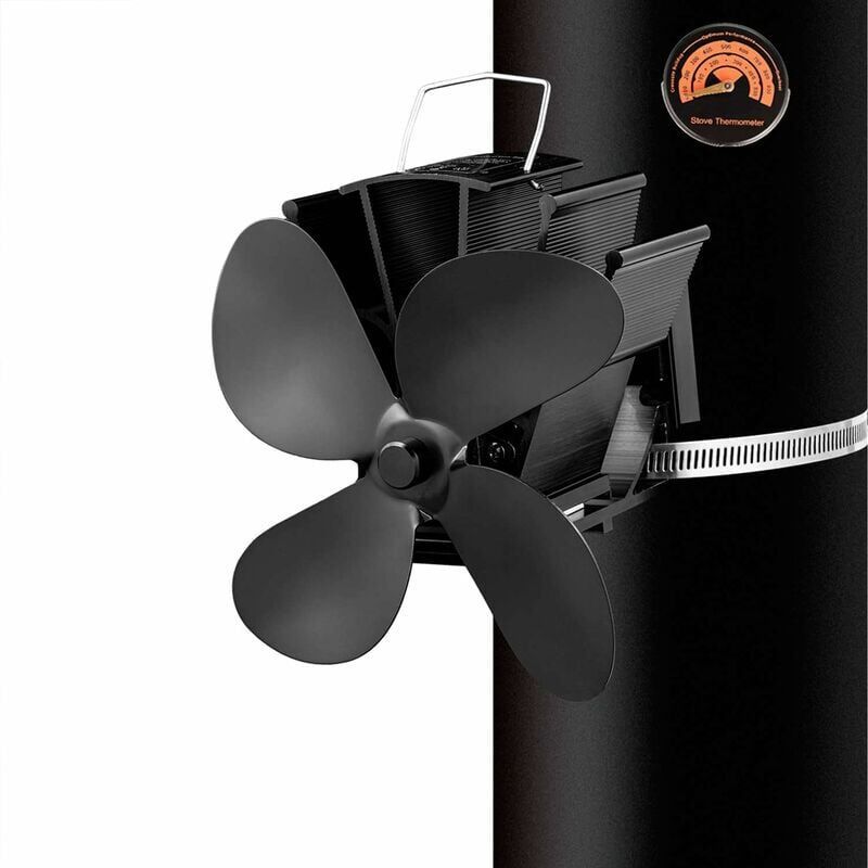 Heat Powered Wood Stove Fan 4 Blade Quiet Fireplace Fan for Pellet Stove - Image 1