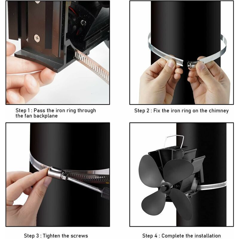 Heat Powered Wood Stove Fan 4 Blade Quiet Fireplace Fan for Pellet Stove - Image 4