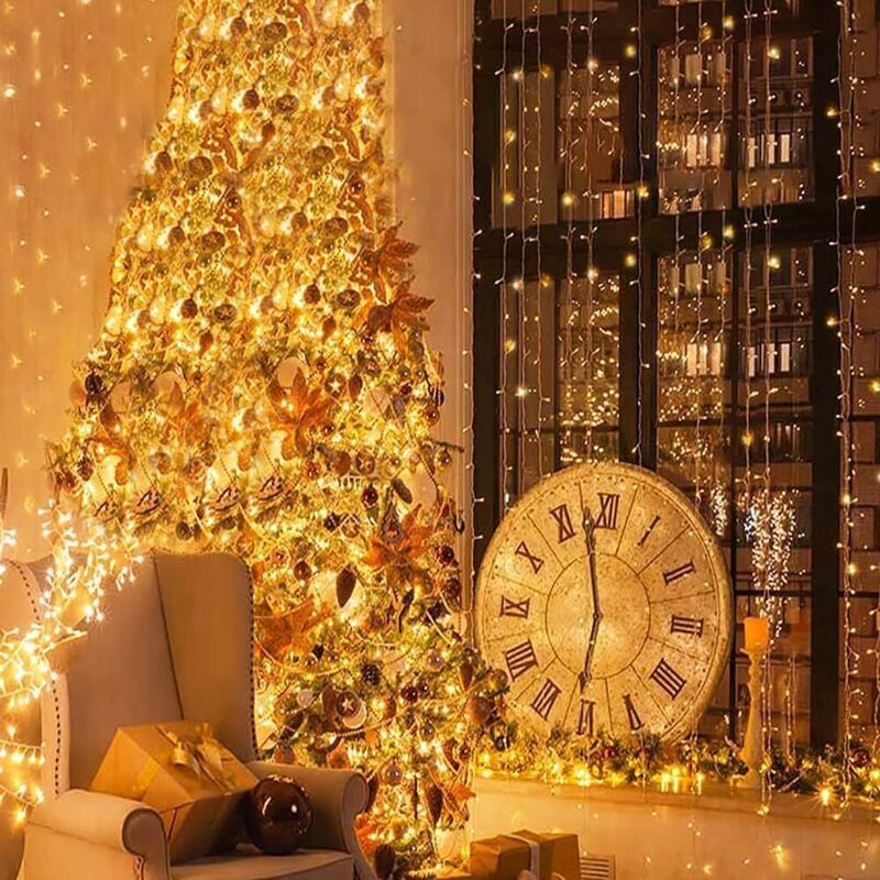600 LED Waterproof Curtain Fairy Lights 8 Modes Warm White, 6 x 3 m - Image 3