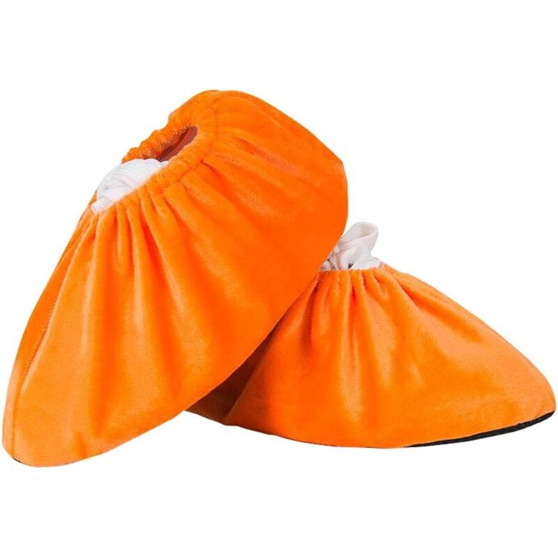 5 Pairs Orange Adult Overshoe Covers, Size 37 to 43 - Image 1
