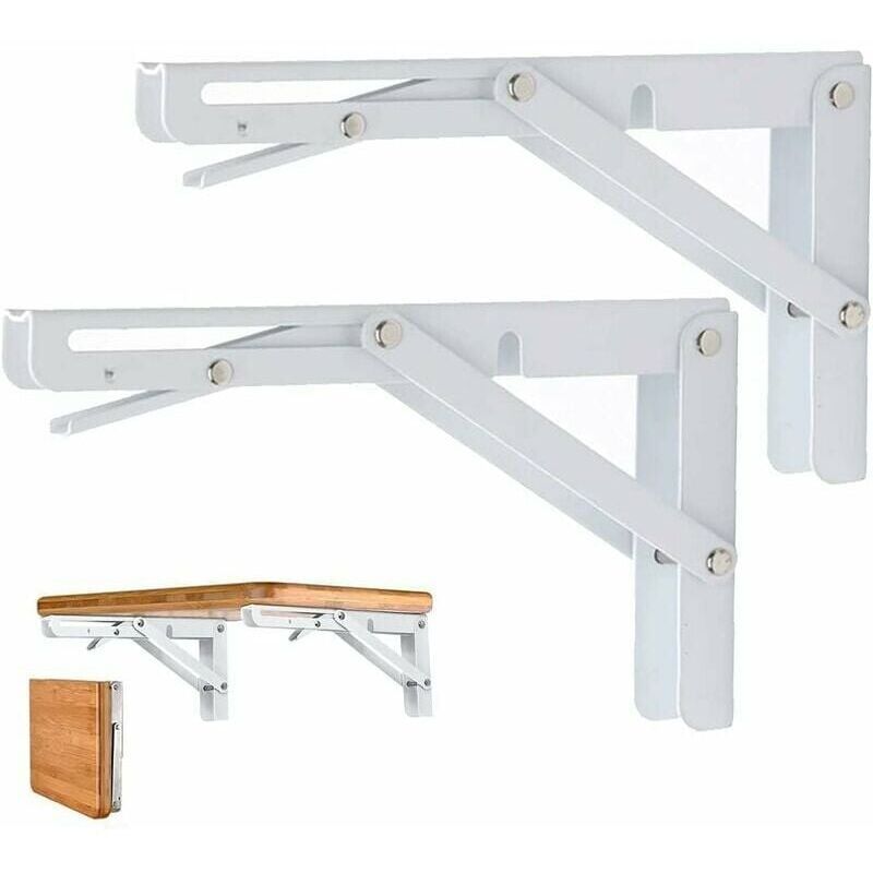 2 Pcs White Stainless Steel Foldable Triangle Shelf Brackets - Image 1