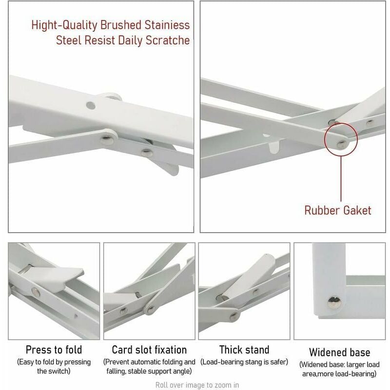 2 Pcs White Stainless Steel Foldable Triangle Shelf Brackets - Image 2