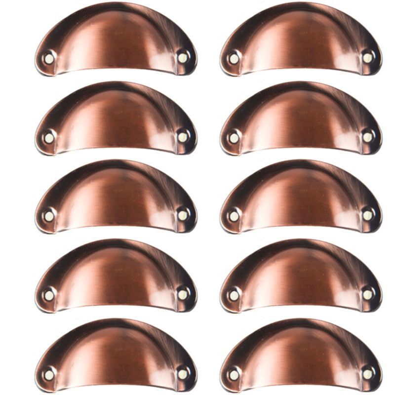 10 Pcs Red Copper Vintage Shell Handles for Drawer Cabinet, 8.2 x 3.5 cm - Image 1
