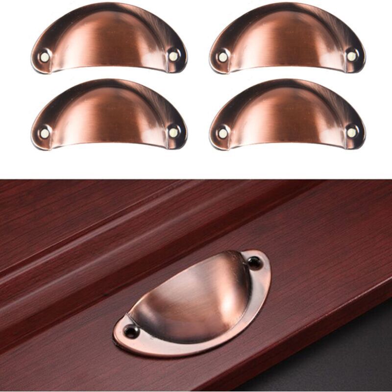 10 Pcs Red Copper Vintage Shell Handles for Drawer Cabinet, 8.2 x 3.5 cm - Image 2