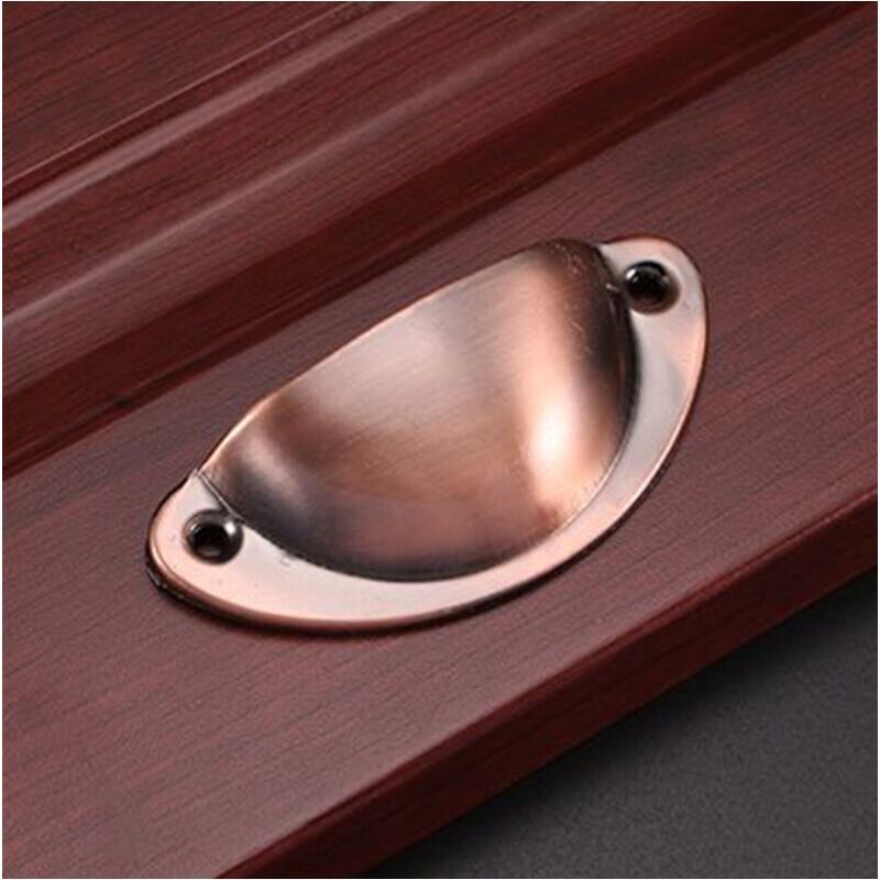 10 Pcs Red Copper Vintage Shell Handles for Drawer Cabinet, 8.2 x 3.5 cm - Image 3