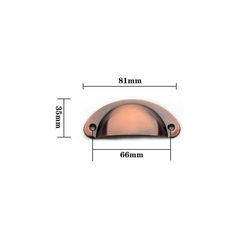 10 Pcs Red Copper Vintage Shell Handles for Drawer Cabinet, 8.2 x 3.5 cm - Image 4