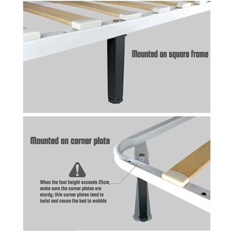4 Pcs Black Screw In Metal Bed Legs Adjustable Slat Feet, 20 cm Plus 2 cm, 3 x 3 cm - Image 2