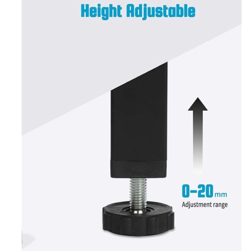 4 Pcs Black Screw In Metal Bed Legs Adjustable Slat Feet, 20 cm Plus 2 cm, 3 x 3 cm - Image 3