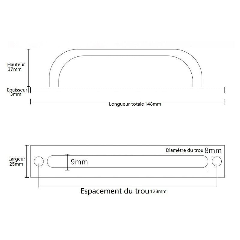 4 Pcs Black Sliding Barn Door Handles with Stainless Steel Plate, 128 mm Hole Spacing - Image 2