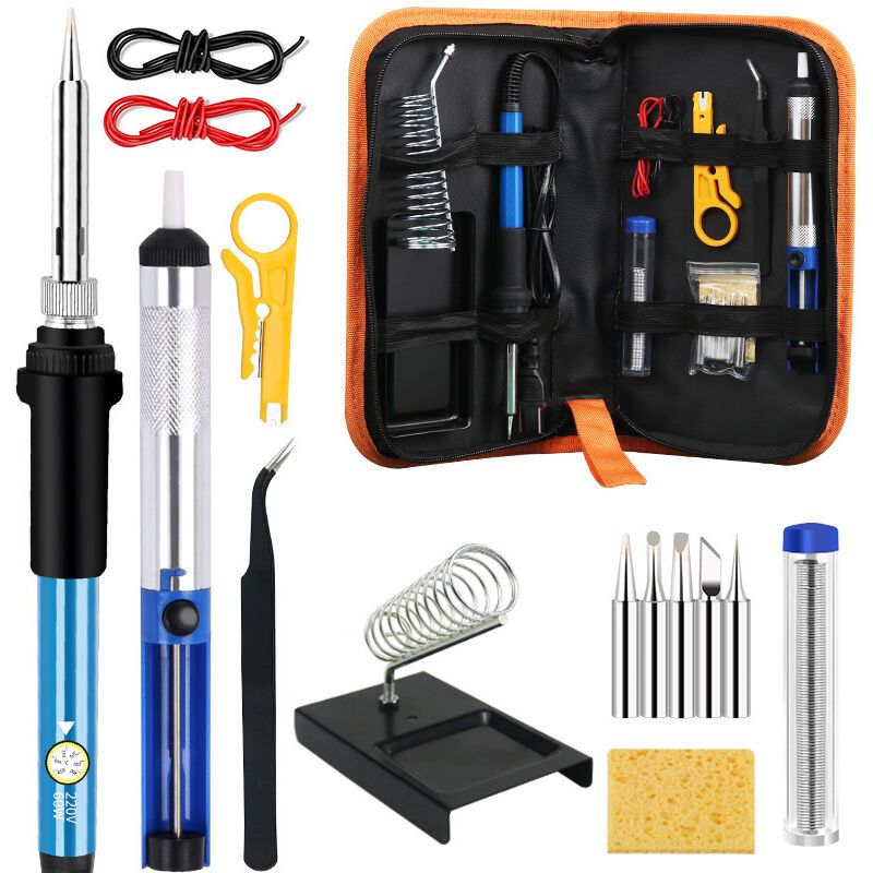 60W Soldering Iron Kit 200 to 450 C with Tips Pump Wire Cutter Stand and Tool Case - Image 4