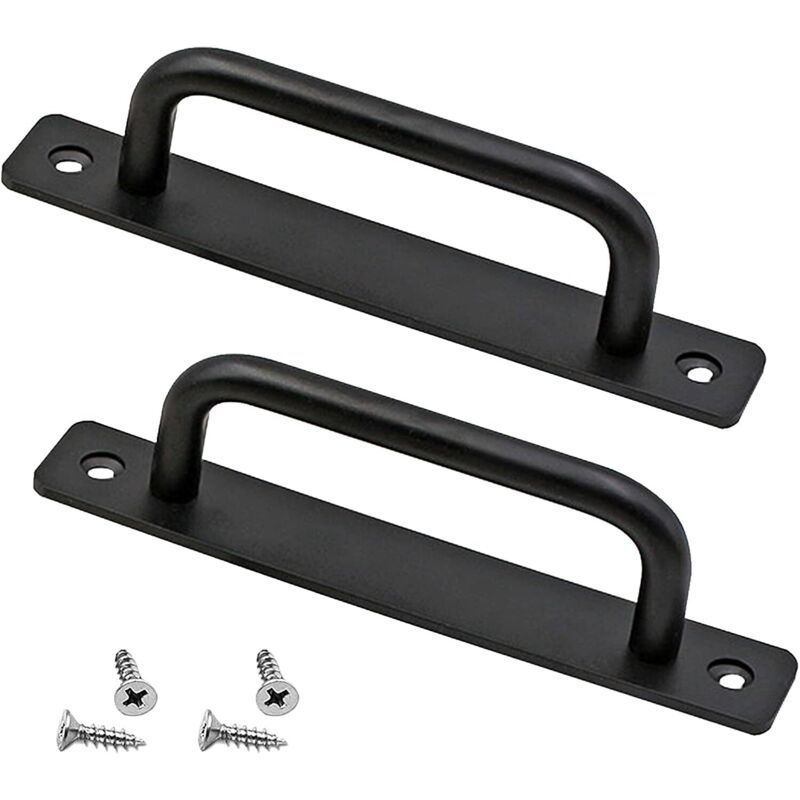 2 Pcs Heavy Duty Aluminum Alloy Barn Door Handles with Back Plate - Image 1