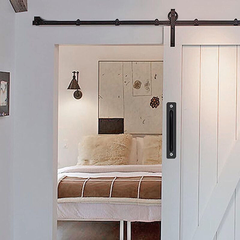 2 Pcs Heavy Duty Aluminum Alloy Barn Door Handles with Back Plate - Image 2