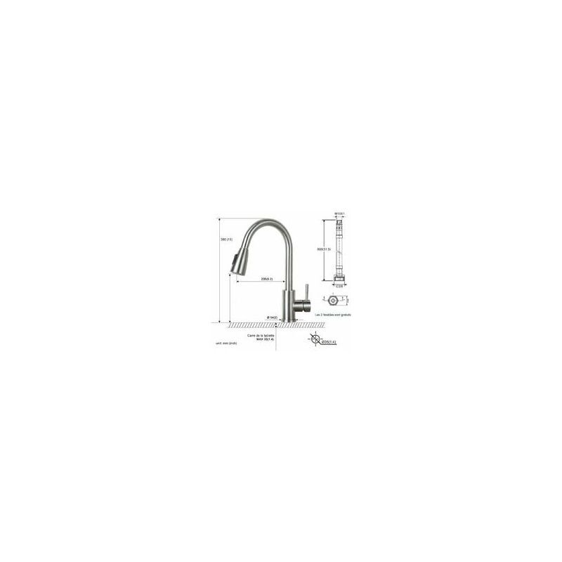 304 Stainless Steel Pull Out Kitchen Sink Mixer Faucet 360 Degree Rotatable - Image 3
