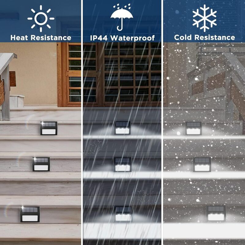 12 Pack Waterproof Solar Stair Lights Cool White Black - Image 3