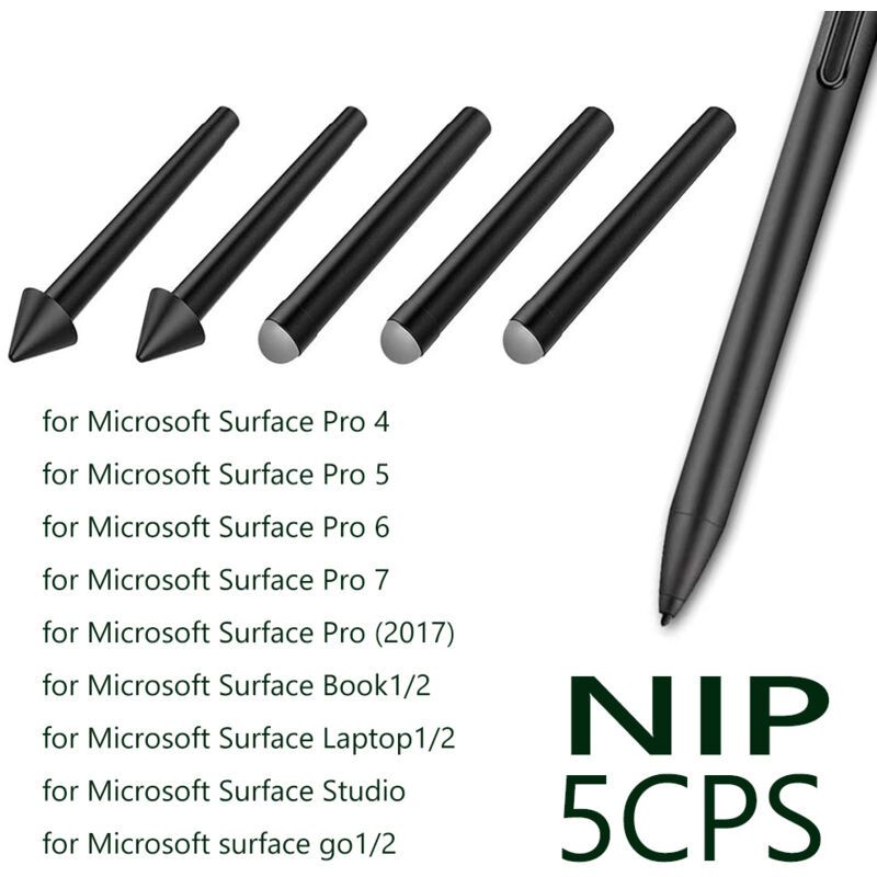 5 Pcs Original HB Surface Pen Replacement Tips Compatible with Surface Pro 2017 Model 1776 and Surface Pro 4 Black - Image 2