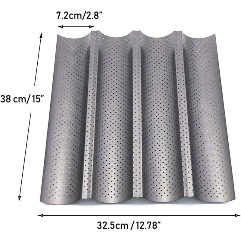 Perforated Non Stick Baguette Baking Tray Mold for 4 Baguettes - Image 2