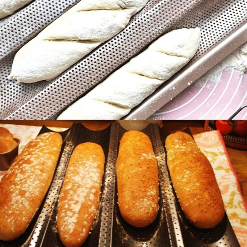 Perforated Non Stick Baguette Baking Tray Mold for 4 Baguettes - Image 3
