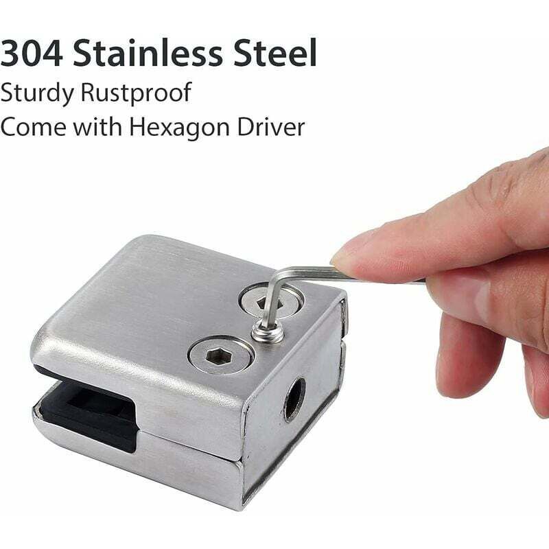 16 Pcs Stainless Steel Square Glass Clamps for Stair Railing, 8 to 10 mm - Image 2