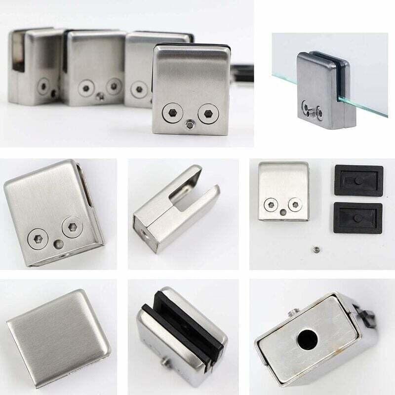 16 Pcs Stainless Steel Square Glass Clamps for Stair Railing, 8 to 10 mm - Image 4