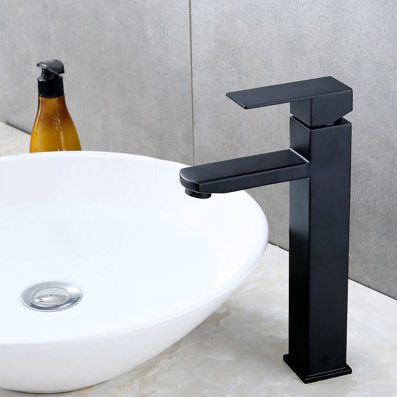 Black High Spout Bathroom Basin Mixer Faucet Single Hole Hot and Cold Water Tap - Image 3