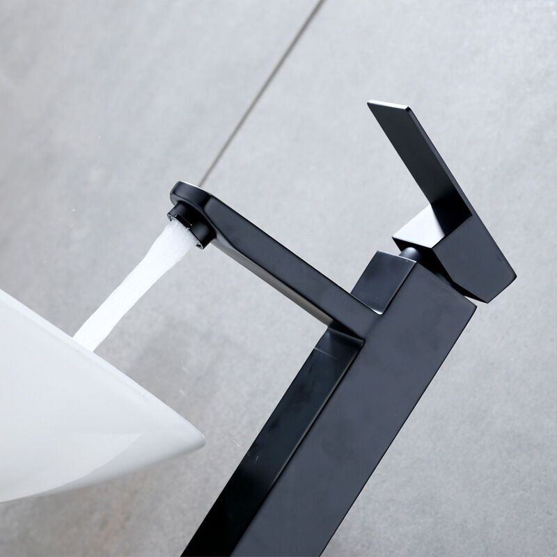 Black High Spout Bathroom Basin Mixer Faucet Single Hole Hot and Cold Water Tap - Image 4