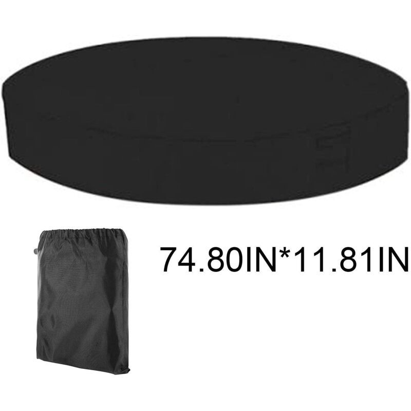 Black Round Solar Swimming Pool Spa Cover Waterproof UV Resistant 190T, 200 x 30 cm or 190 x 30 cm - Image 2