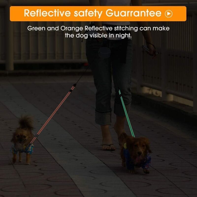 Retractable Double Dog Leash with 2 Cords 360 Degree Tangle Free Black, 3 m - Image 3