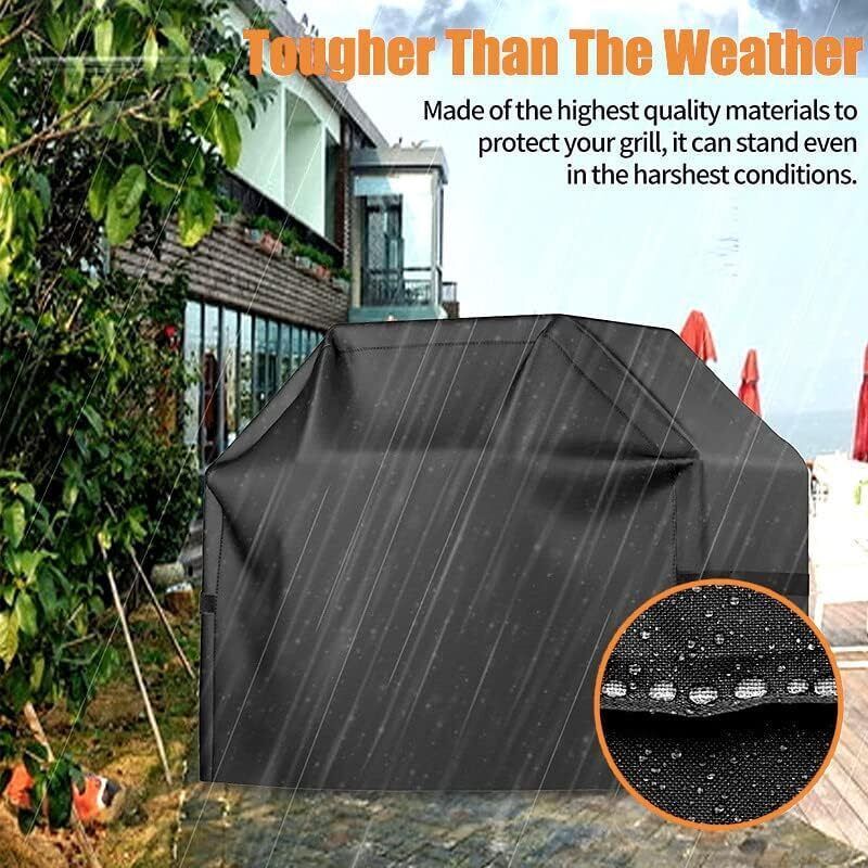 Black 210D Waterproof Gas Grill BBQ Cover Compatible with Weber Holland JennAir, 150 x 100 x 125 cm - Image 2