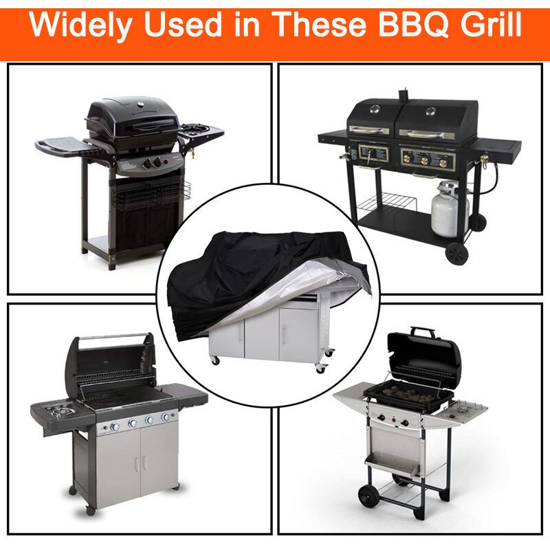 Black 210D Waterproof Gas Grill BBQ Cover Compatible with Weber Holland JennAir, 150 x 100 x 125 cm - Image 4