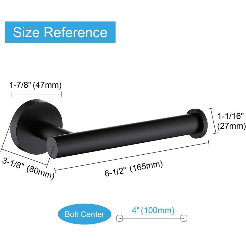 Black SUS304 Stainless Steel Wall Mounted Toilet Paper Holder for Bathroom - Image 4