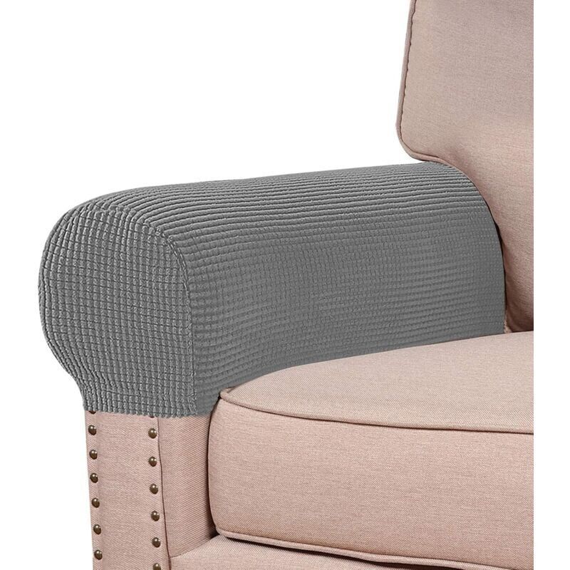 2 Pcs Stretch Jacquard Spandex Sofa Armrest Covers Washable Non Slip - Image 1