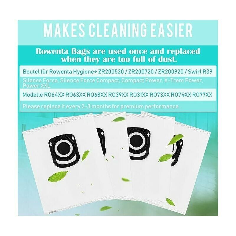 10 Bags Vacuum Cleaner Bags Compatible with Rowenta ZR200520 ZR200720 RO64xx RO63xx RO68xx RO39xx - Image 3