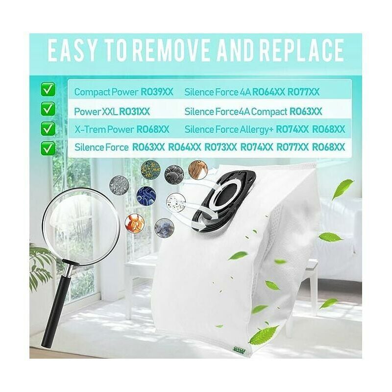 10 Bags Vacuum Cleaner Bags Compatible with Rowenta ZR200520 ZR200720 RO64xx RO63xx RO68xx RO39xx - Image 4