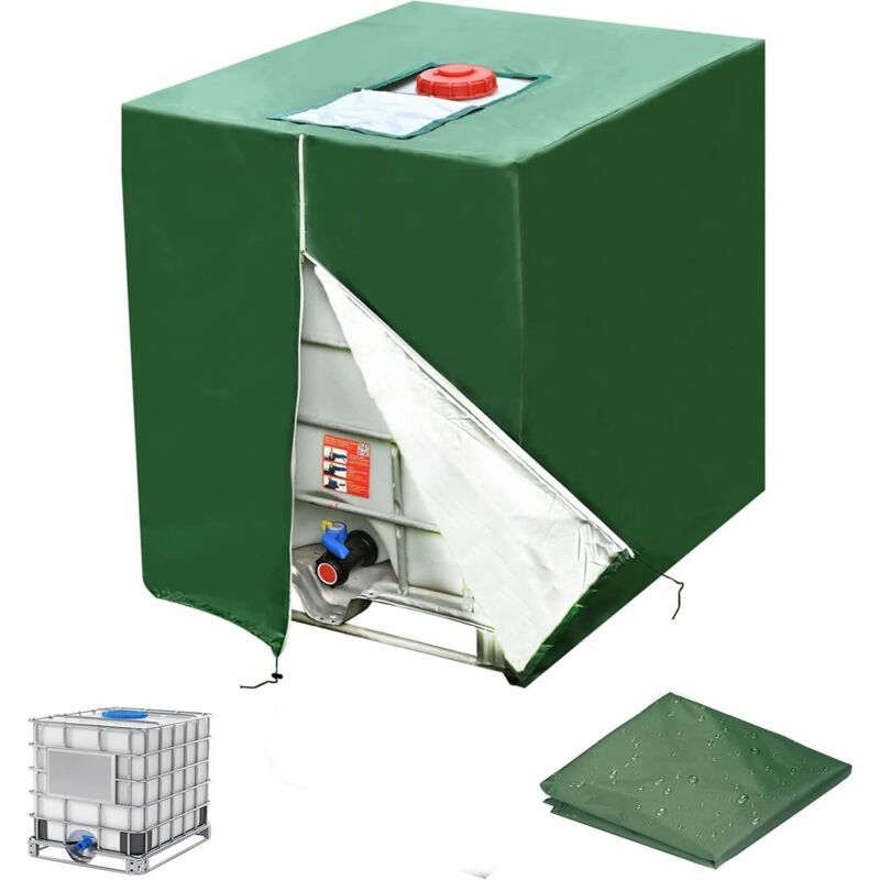 Green Waterproof Anti UV Dustproof Protective Cover for 1000L IBC Tank, 120 x 100 x 116 cm - Image 1