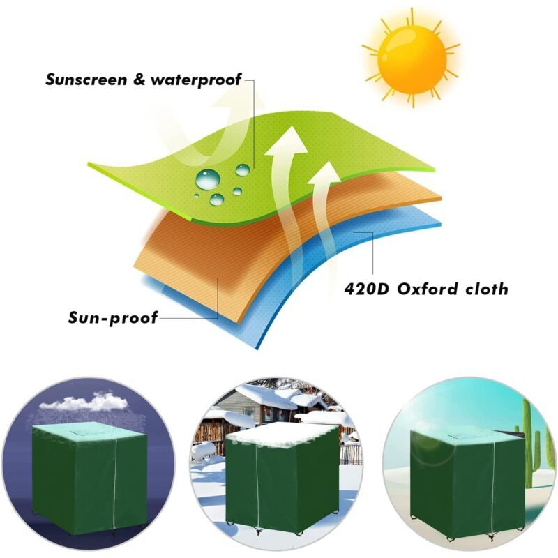 Green Waterproof Anti UV Dustproof Protective Cover for 1000L IBC Tank, 120 x 100 x 116 cm - Image 4