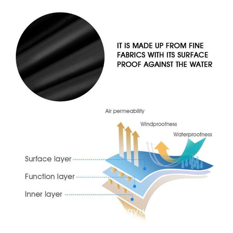 Black 210D Waterproof Sun Lounger Deckchair Protective Cover, 210 x 75 x 40 to 80 cm - Image 2