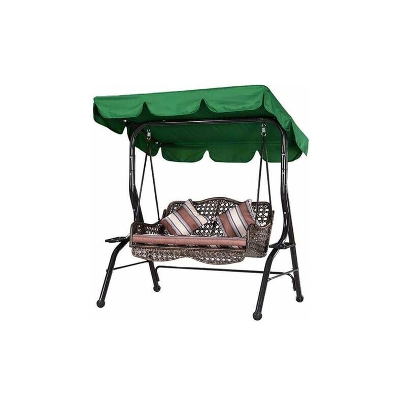 Green 210D Waterproof Garden Swing Canopy Replacement Anti UV Three Seat, 195 x 125 x 15 cm - Image 1
