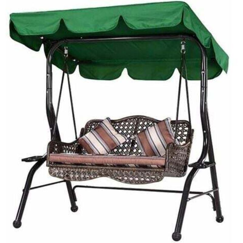 Green 210D Waterproof Garden Swing Canopy Replacement Anti UV Three Seat, 195 x 125 x 15 cm - Image 3