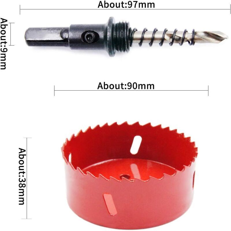 HSS Bi Metal Hole Saw with Drill Bit and Shank for Wood and Metal, 90 mm - Image 1