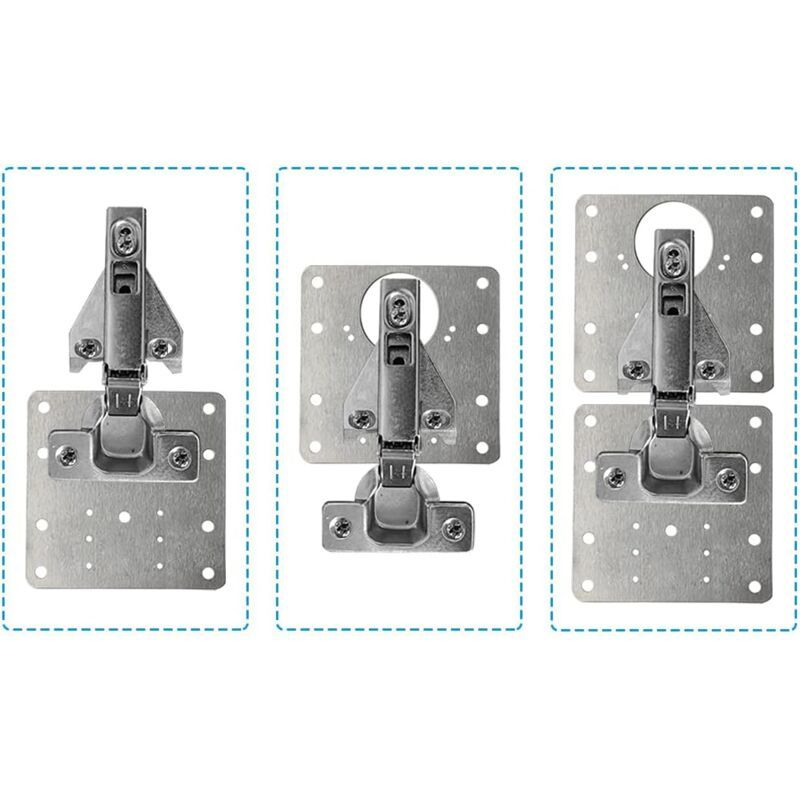 4 Pcs Stainless Steel Hinge Repair Plates with Screws for Cabinet Furniture Shelves - Image 4