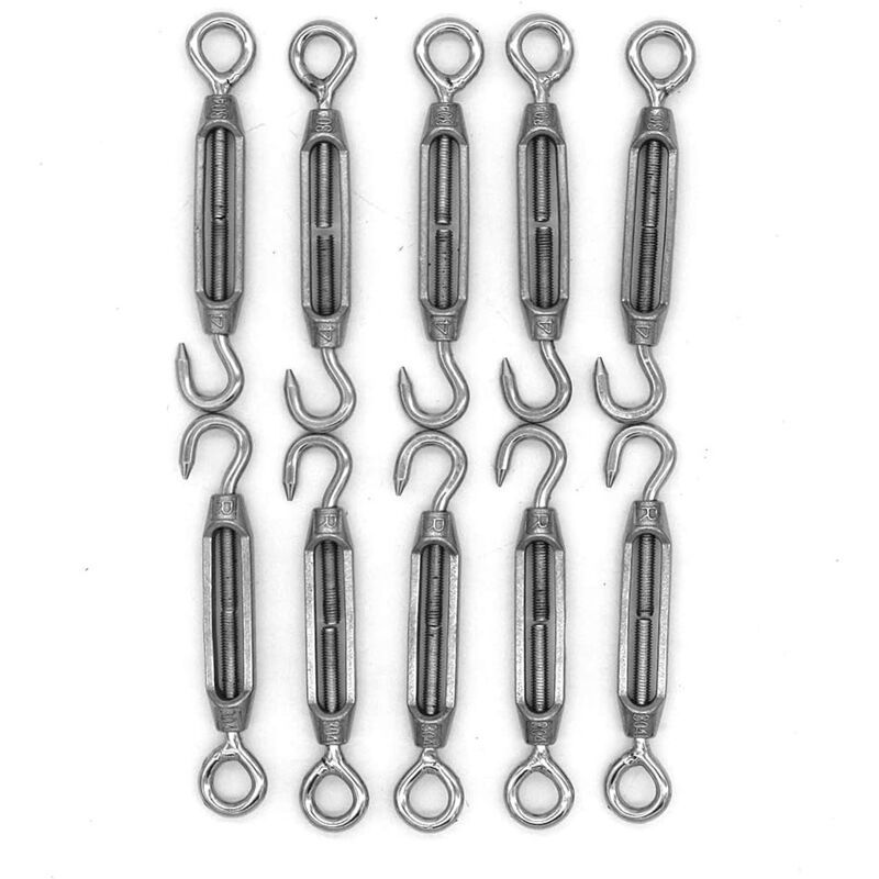 10 Pcs M4 Stainless Steel Hook and Eye Turnbuckle Wire Rope Hardware Kit - Image 1