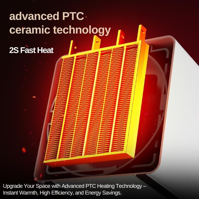 Portable Mini Space Heater, 500W PTC Ceramic Fast Heating Desktop Heater with Overheat & Tip-Over Protection, 180° Wide Angle Quiet Personal Heater for Office, Home, Bedroom - Black - Image 7