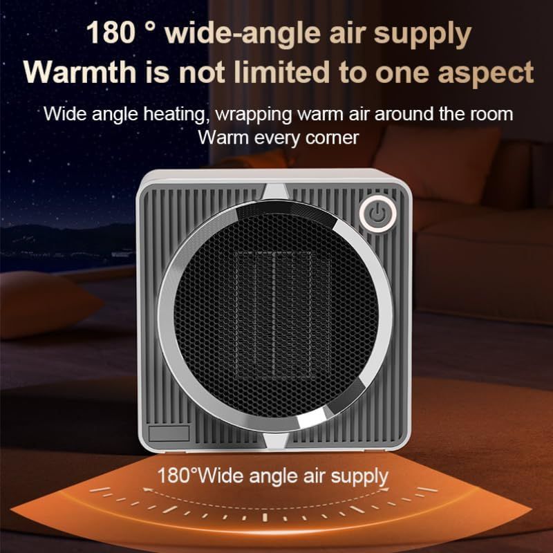 Portable Mini Space Heater, 500W PTC Ceramic Fast Heating Desktop Heater with Overheat & Tip-Over Protection, 180° Wide Angle Quiet Personal Heater for Office, Home, Bedroom - Black - Image 8