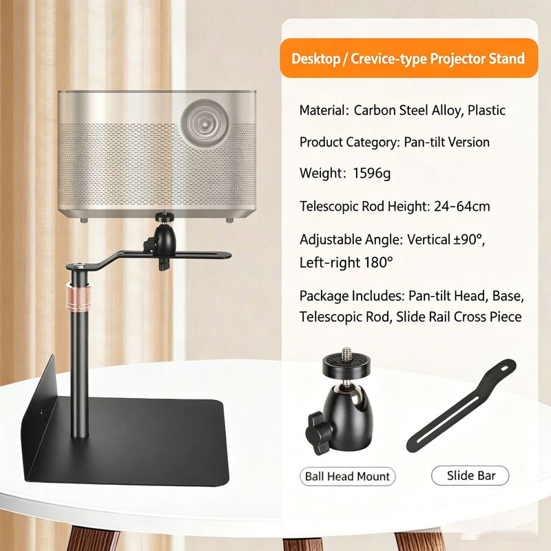 Hidden No-Drill Projector Stand, Sofa Bed Gap Floor Projector Mount with Adjustable Height, for Bedroom Home Theater - Image 1