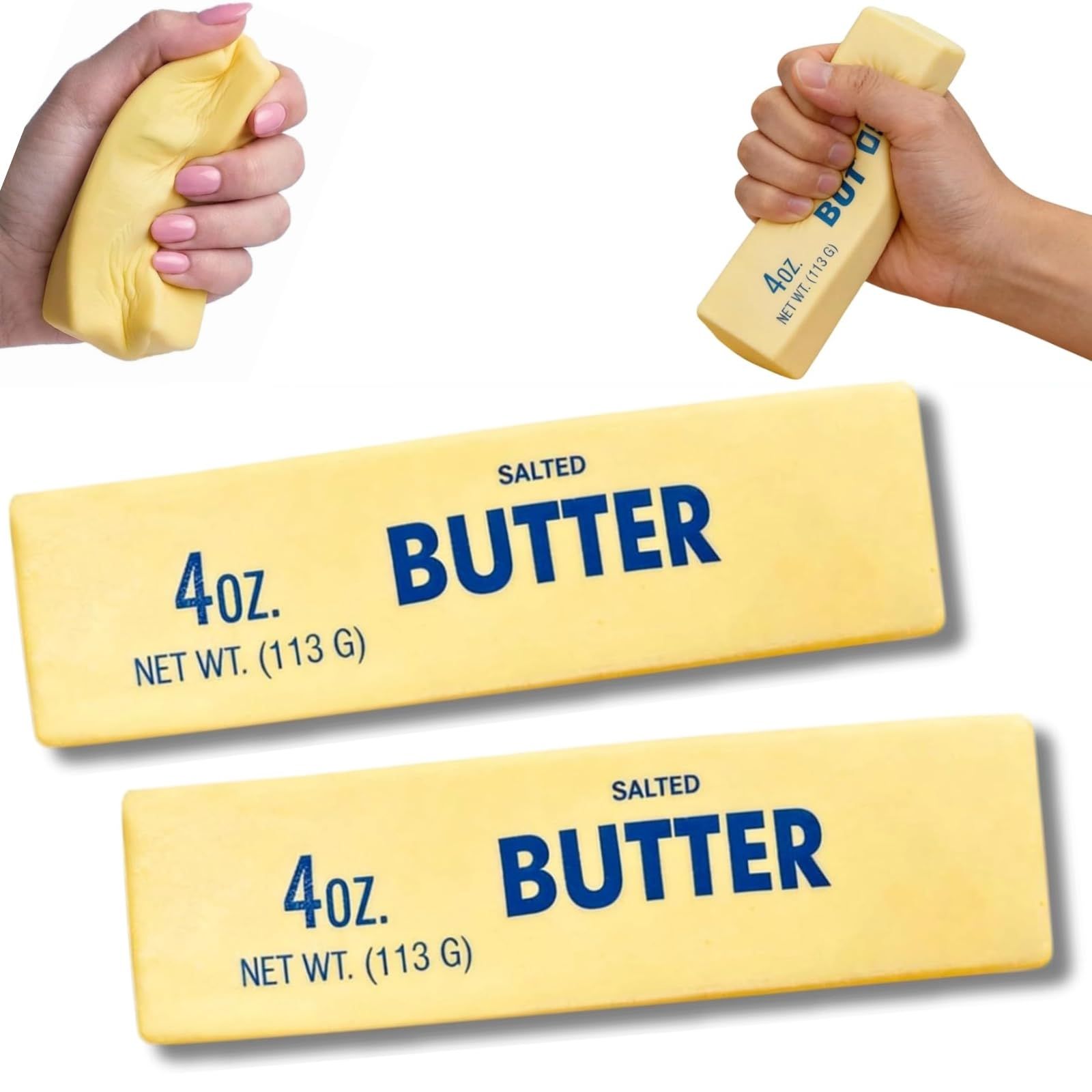 2-Pack Butter Stick Squishy Set, Soft Slow-Rise Squeeze Desk Accessories, Yellow - Image 1