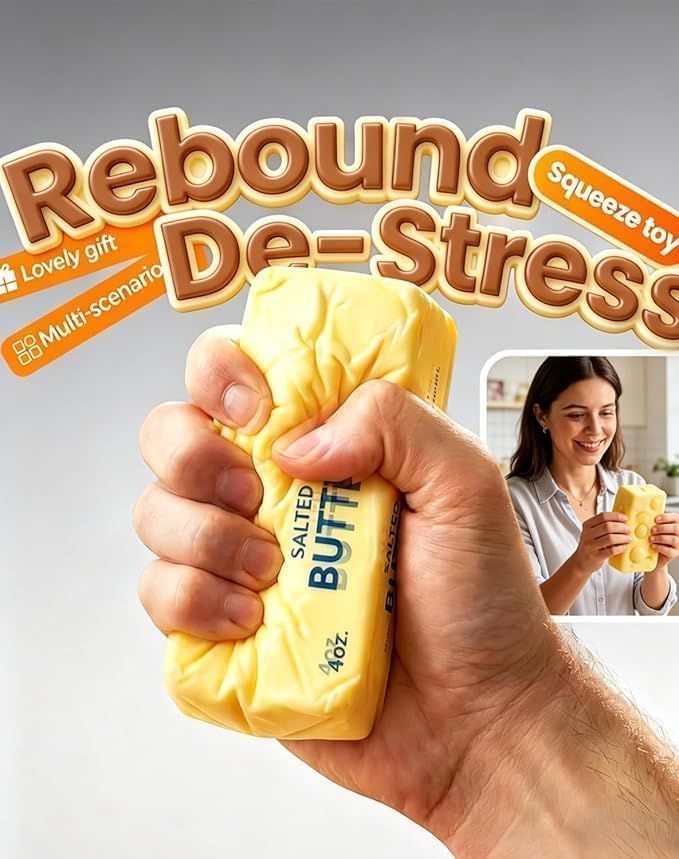 2-Pack Butter Stick Squishy Set, Soft Slow-Rise Squeeze Desk Accessories, Yellow - Image 2