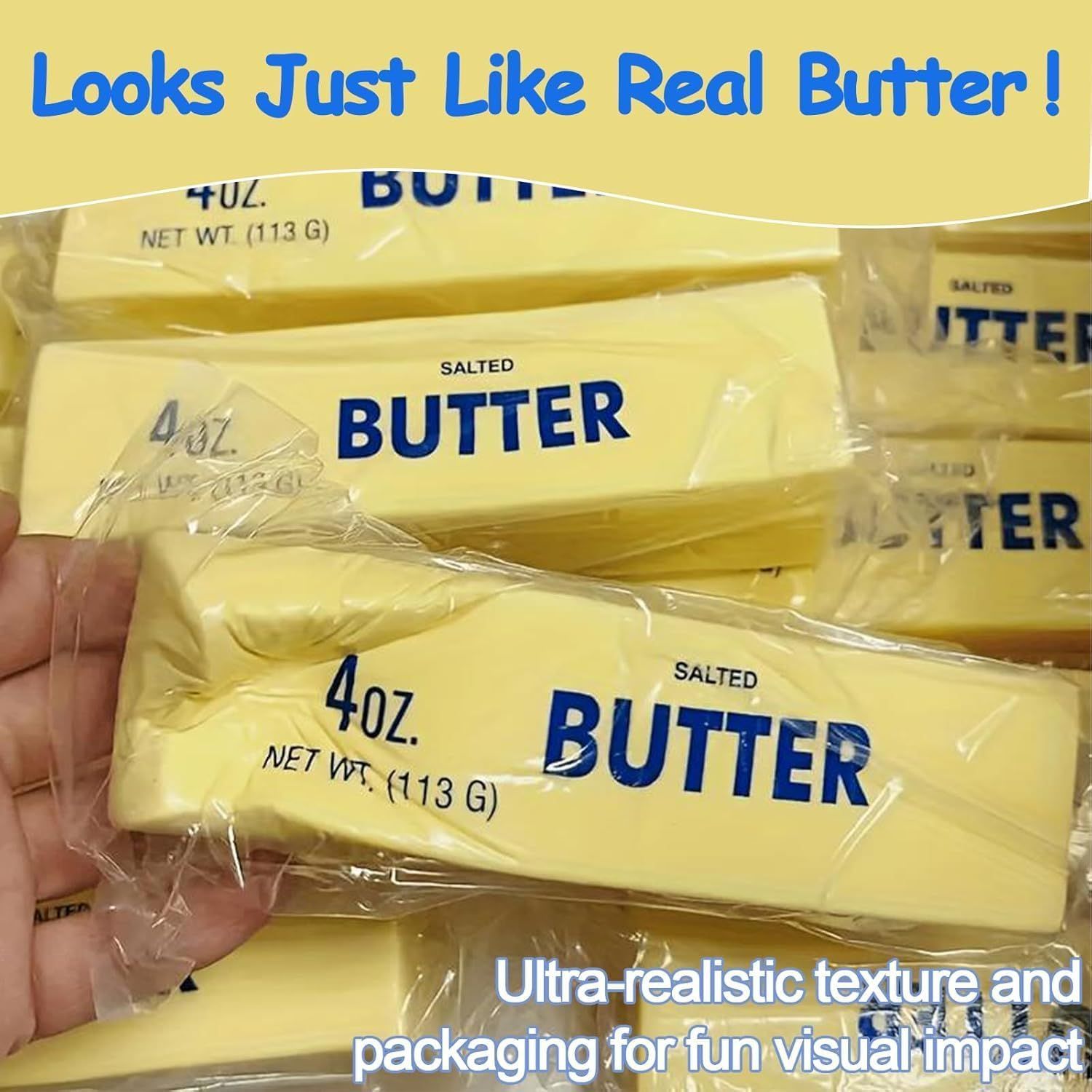 2-Pack Butter Stick Squishy Set, Soft Slow-Rise Squeeze Desk Accessories, Yellow - Image 4