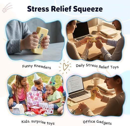 2-Pack Butter Stick Squishy Set, Soft Slow-Rise Squeeze Desk Accessories, Yellow - Image 6