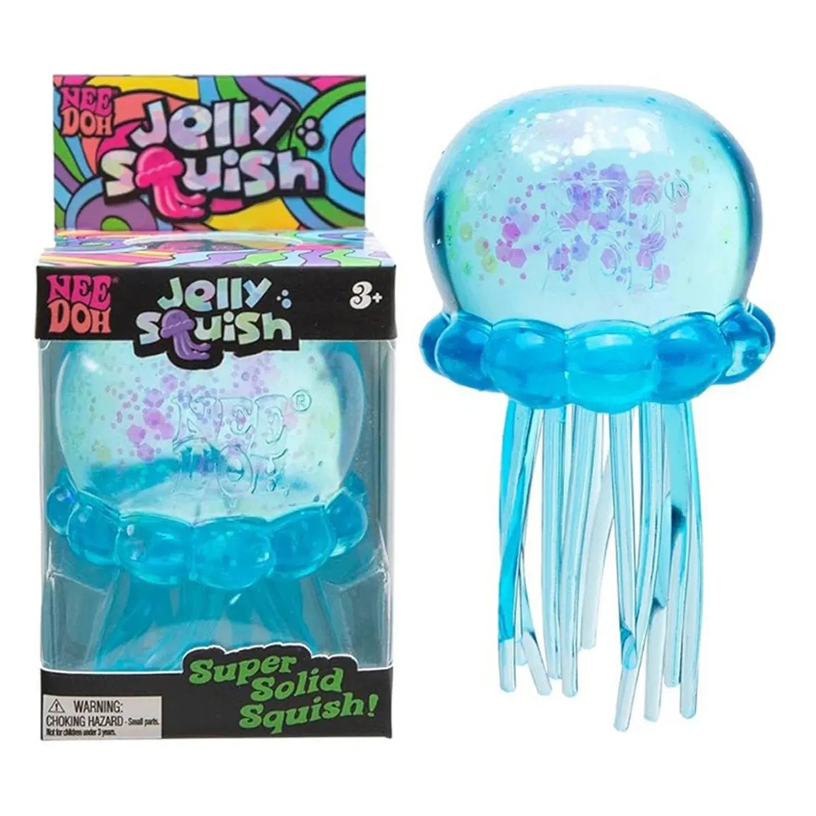 Transparent Jellyfish Squeeze Item, Blue Glitter Finish - Image 1