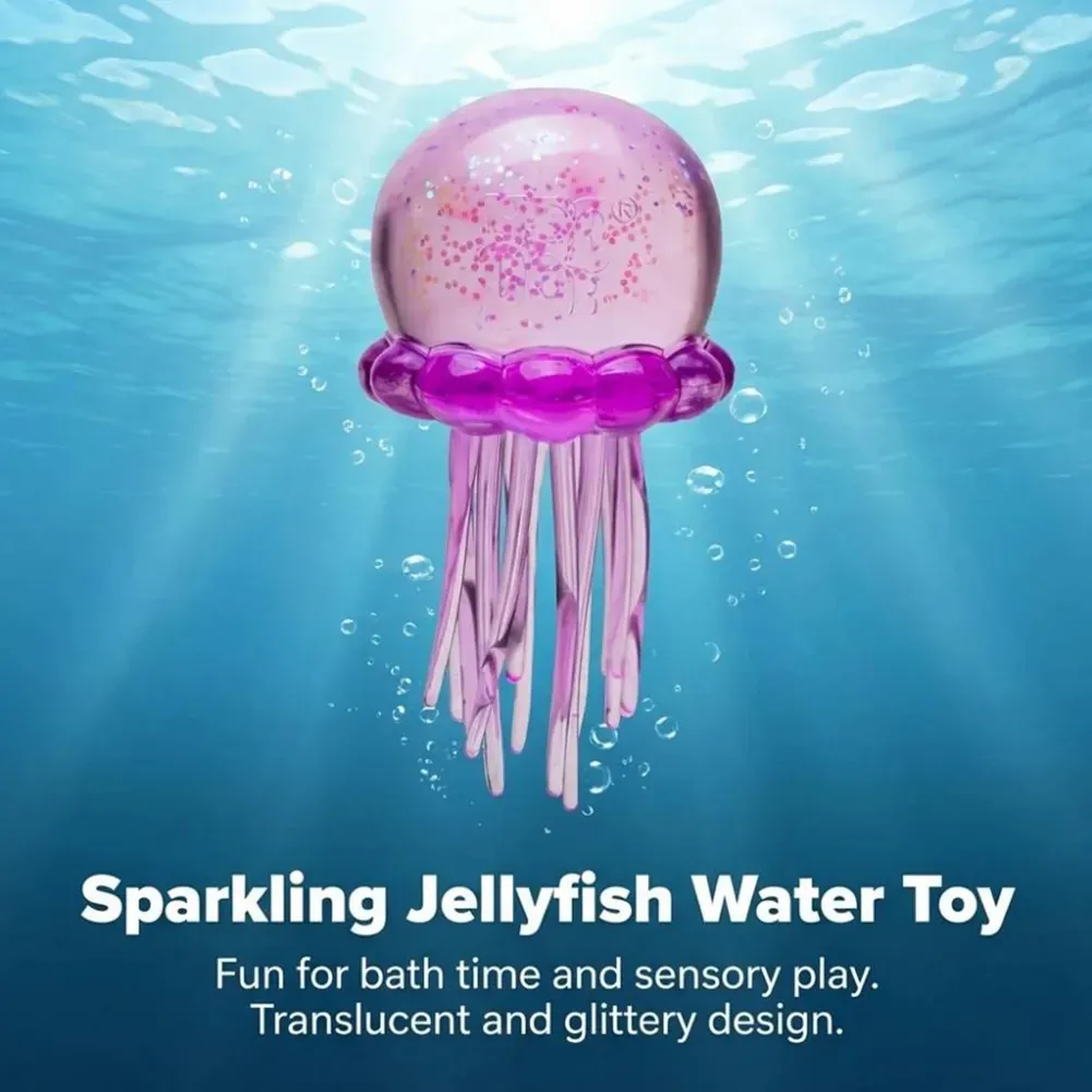 Transparent Jellyfish Squeeze Item, Blue Glitter Finish - Image 5